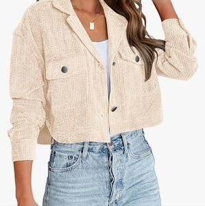 BTFBM Women's Beige Cropped Corduroy Jacket Size S